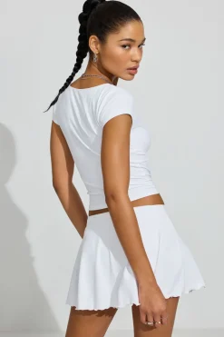 Discount Plunge Seamed T Shirt Short Sleeve Tops