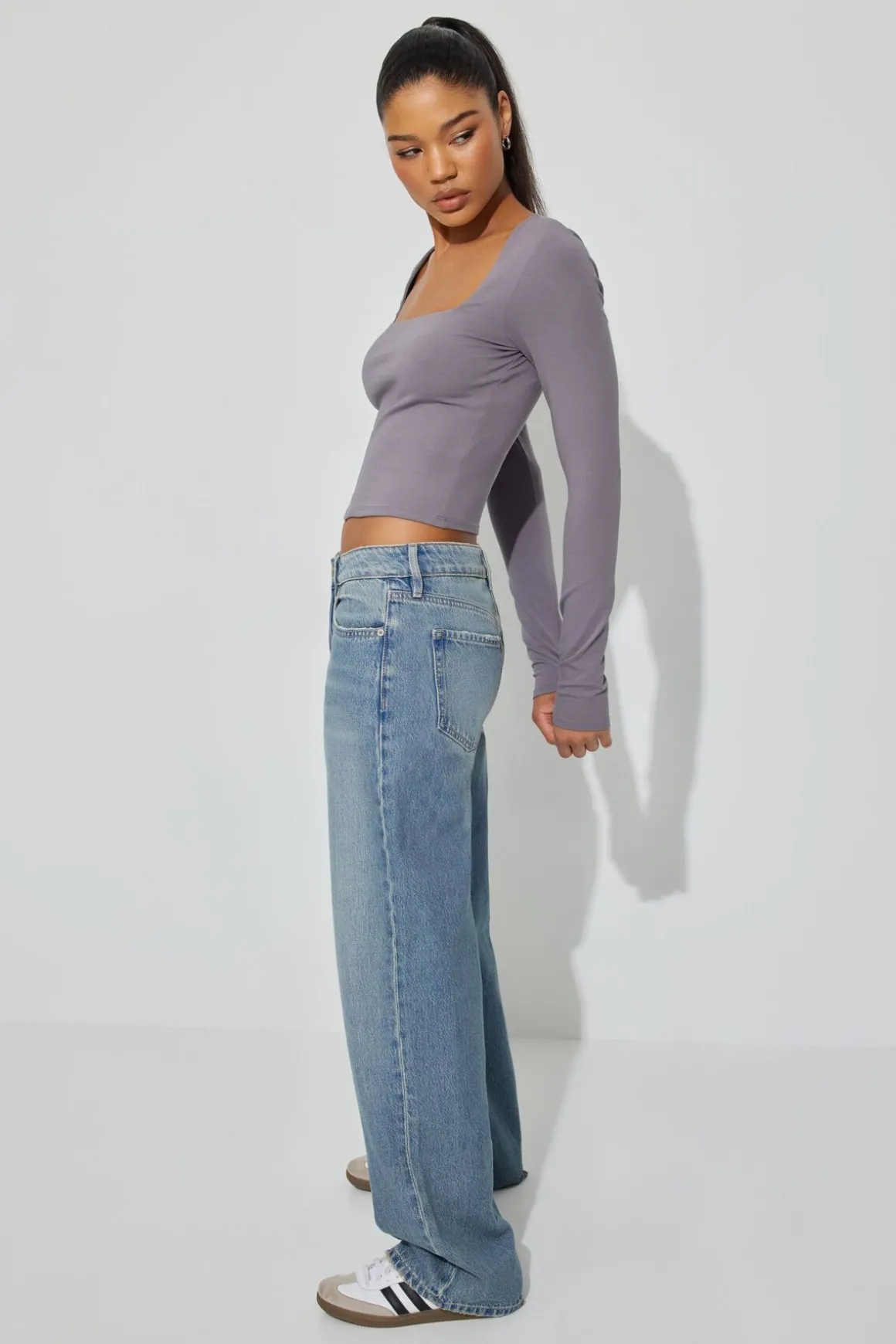 Fashion Portia Square Neck Long Sleeve Top Long Sleeve Tops