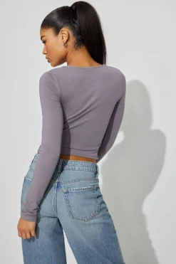 Fashion Portia Square Neck Long Sleeve Top Long Sleeve Tops