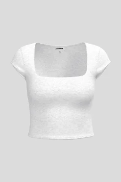 New Portia Square Neckline Tee Tops|Short Sleeve Tops