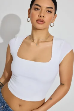 Cheap Portia Square Neckline Tee Tops|Short Sleeve Tops