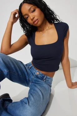 Online Portia Square Neckline Tee Tops|Short Sleeve Tops