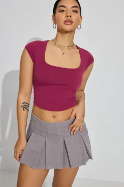 Cheap Portia Square Neckline Tee Short Sleeve Tops