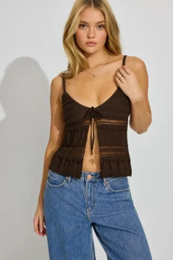 Fashion Resort Lace Flyaway Top Tank Tops
