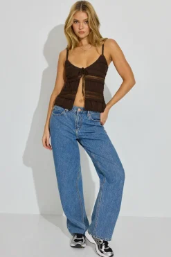 Fashion Resort Lace Flyaway Top Tank Tops
