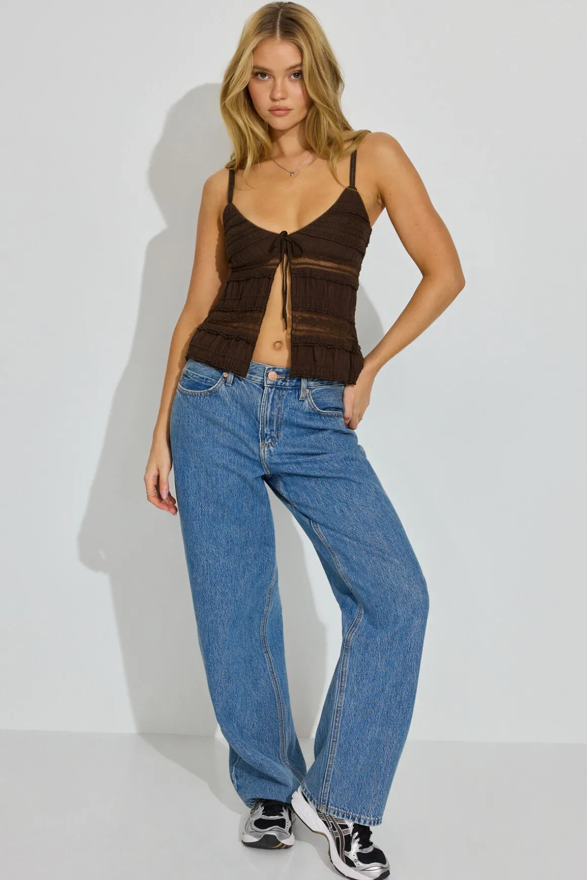 Fashion Resort Lace Flyaway Top Tank Tops