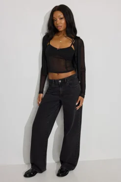 Clearance Rosette Mesh Cami Top Tank Tops