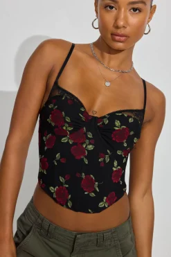 Fashion Sabrina Peek-A-Boo Bustier Top Tank Tops