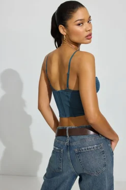 Cheap Sabrina Peek-A-Boo Bustier Top Tank Tops