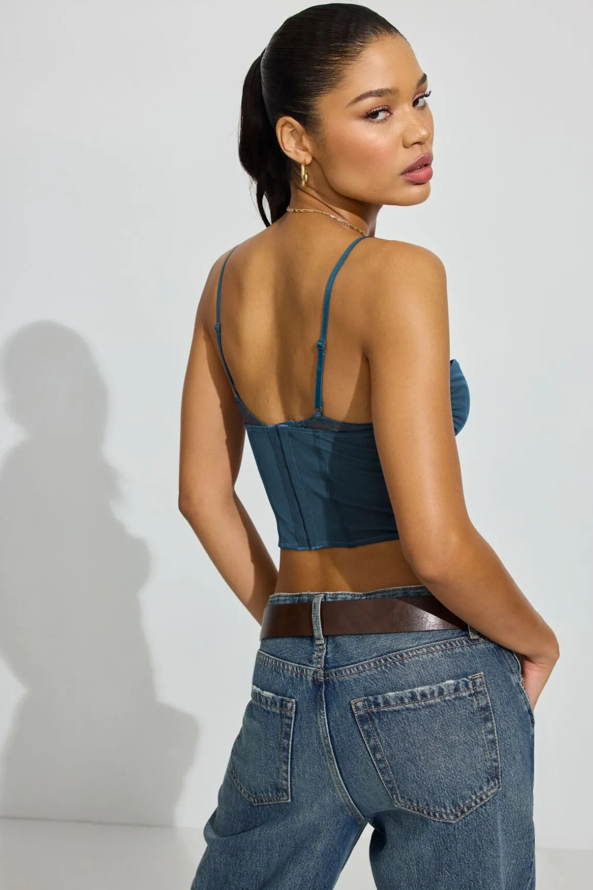 Cheap Sabrina Peek-A-Boo Bustier Top Tank Tops