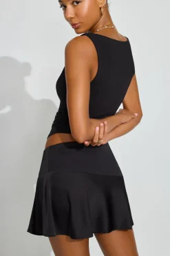 Cheap Satin Skort With Slit Shorts & Skirts