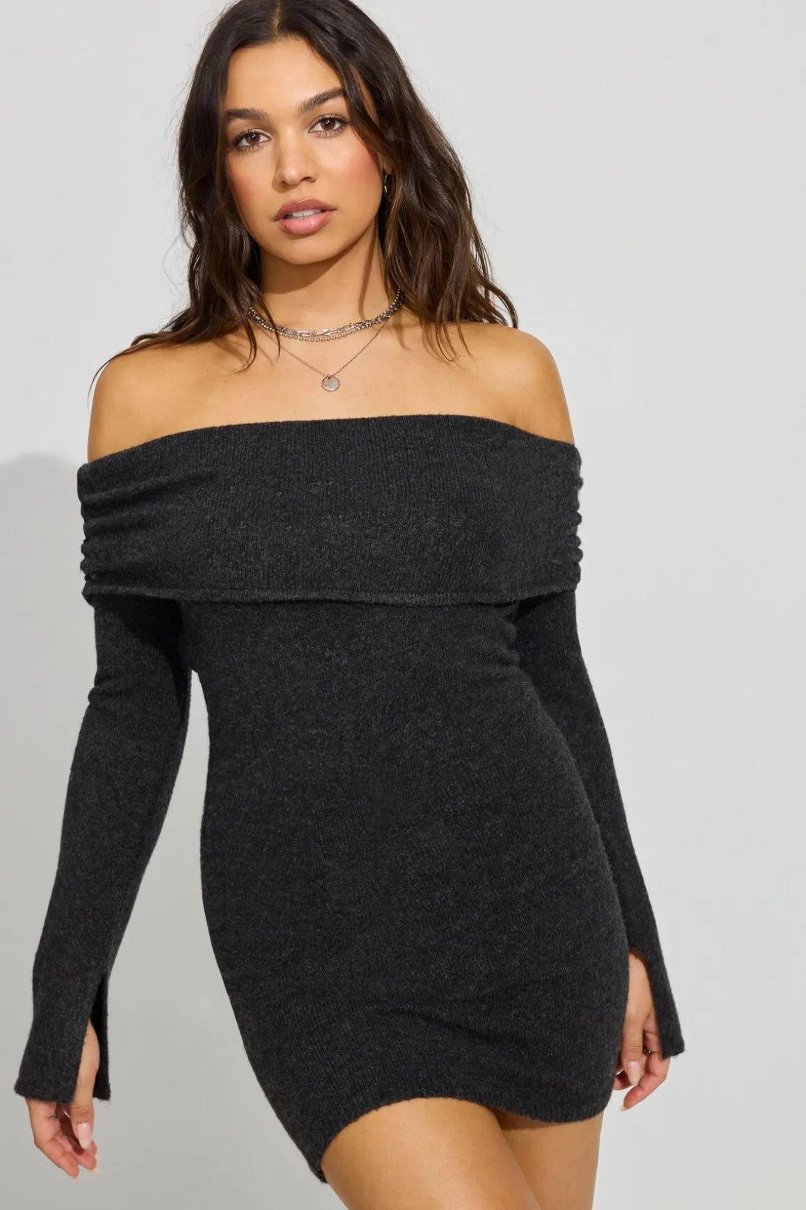 Clearance Scarlet Spongy Off Shoulder Dress Dresses