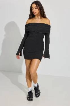 Clearance Scarlet Spongy Off Shoulder Dress Dresses