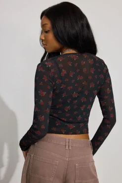 Online Sheer Mesh Cardigan Long Sleeve Tops