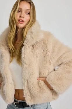 Discount Short Faux Fur Coat Cropped Jackets|Lightweight Jackets