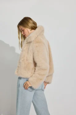 Discount Short Faux Fur Coat Cropped Jackets|Lightweight Jackets