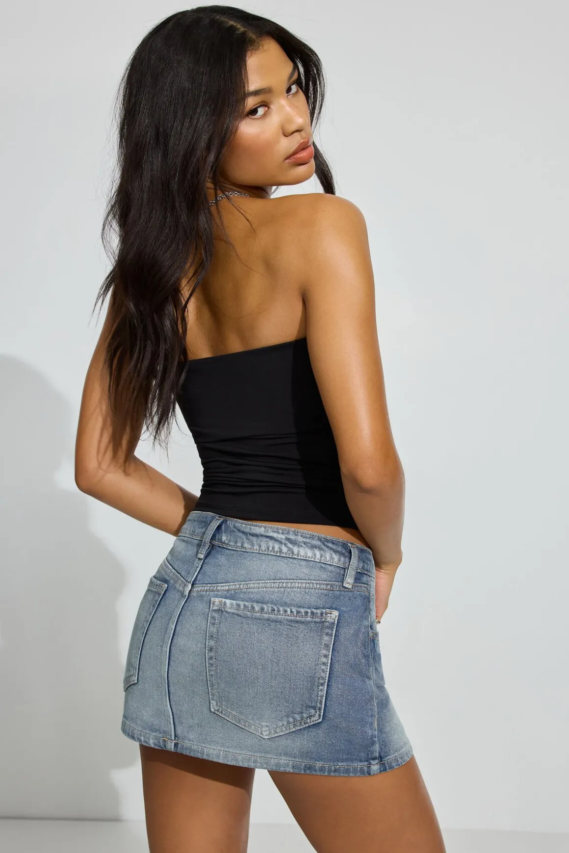 Clearance Silver Denim Micro Skort Shorts & Skirts|Jean Skirts