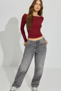 Flash Sale Sleek Boat Neck Long Sleeve Top Tops|Long Sleeve Tops