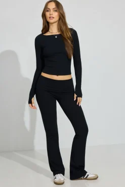 Online Soft Cotton Flare Knit Pants Matching Sets|Bottoms