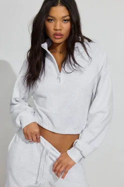 New Soft Terry Half Zip Sweatshirt Fleece|Tops