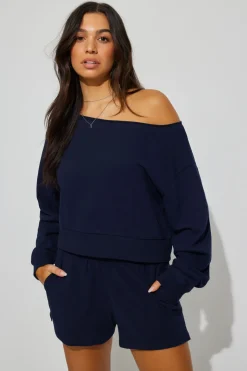 Store SoftTerry Off Shoulder Sweatshirt Matching Sets|Fleece