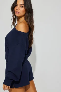 Store SoftTerry Off Shoulder Sweatshirt Matching Sets|Fleece