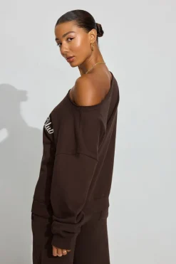 Hot SoftTerry Off Shoulder Sweatshirt Matching Sets|Hoodies & Sweatshirts