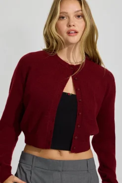 Outlet Spongy Button Up Cardigan Sweaters & Cardigans|Long Sleeve Tops
