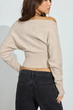 Shop Spongy Off Shoulder Sweater Sweaters & Cardigans|Long Sleeve Tops