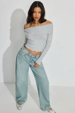 Flash Sale Spongy Off Shoulder Sweater Sweaters & Cardigans|Long Sleeve Tops