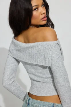 Flash Sale Spongy Off Shoulder Sweater Sweaters & Cardigans|Long Sleeve Tops