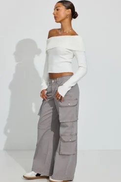 Best Spongy Off Shoulder Sweater Sweaters & Cardigans|Long Sleeve Tops