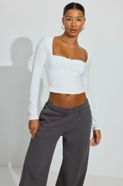 Outlet Sweetheart Neckline Long Sleeve Top Long Sleeve Tops
