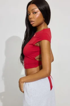 Hot Tie Back T Shirt Tops|Short Sleeve Tops