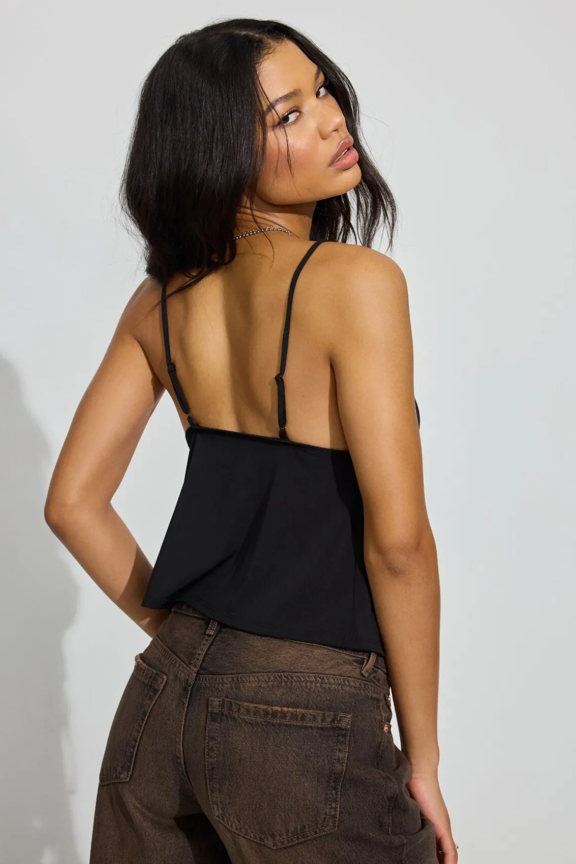 Fashion Tie Front Cami Top Tank Tops