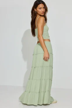 Cheap Tiered Maxi Skirt Shorts & Skirts