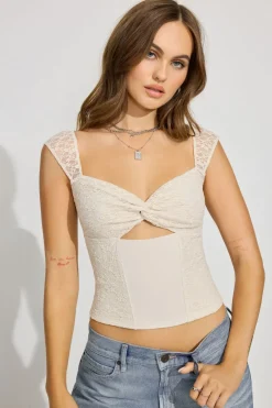 Hot Twist Front T Shirt Tank Tops|Short Sleeve Tops