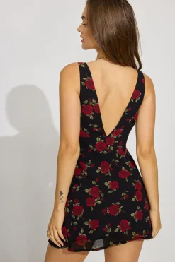 Discount V Neck Flare Mini Dress Dresses
