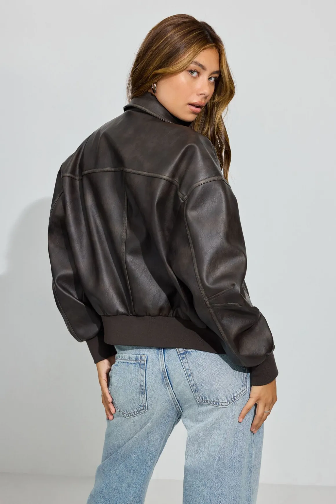 Flash Sale Vintage Faux Leather Jacket Faux Leather Jackets|Lightweight Jackets