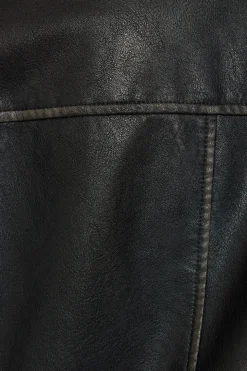 Fashion Washed Faux Leather Biker Jacket Faux Leather Jackets|Lightweight Jackets